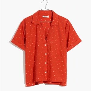 Madewell V-Neck Pocket Shirt in Floral Jacquard